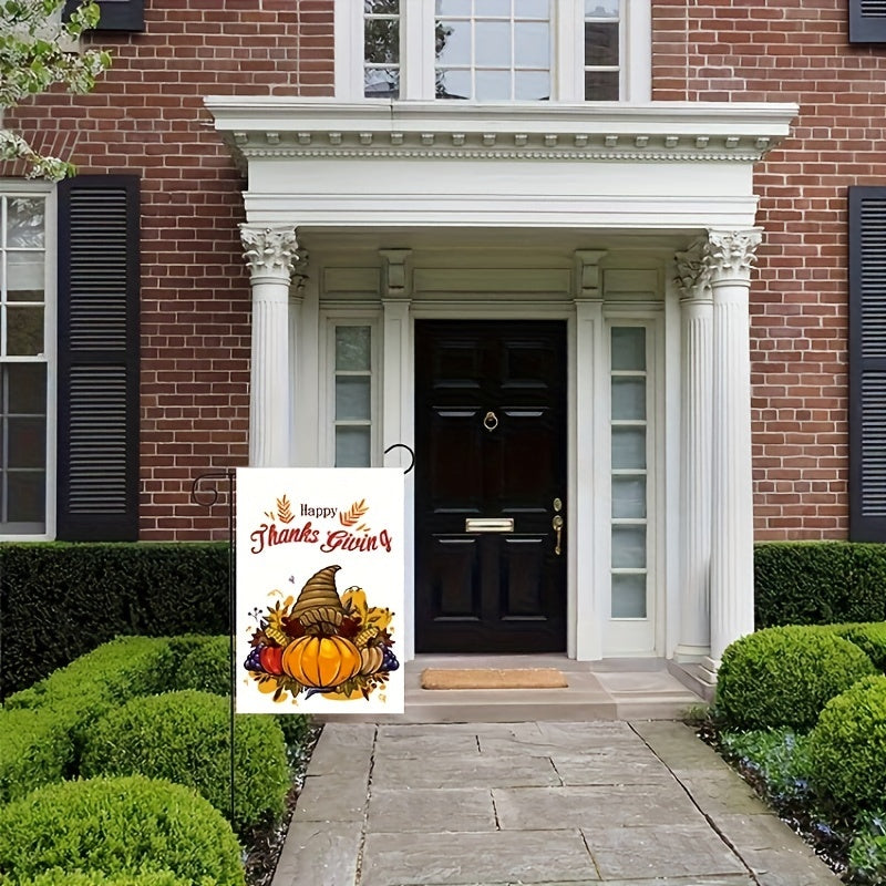 Autumn Harvest Thanksgiving Garden Flag - Durable Polyester, Stake-Style Outdoor Decor For Fall Season