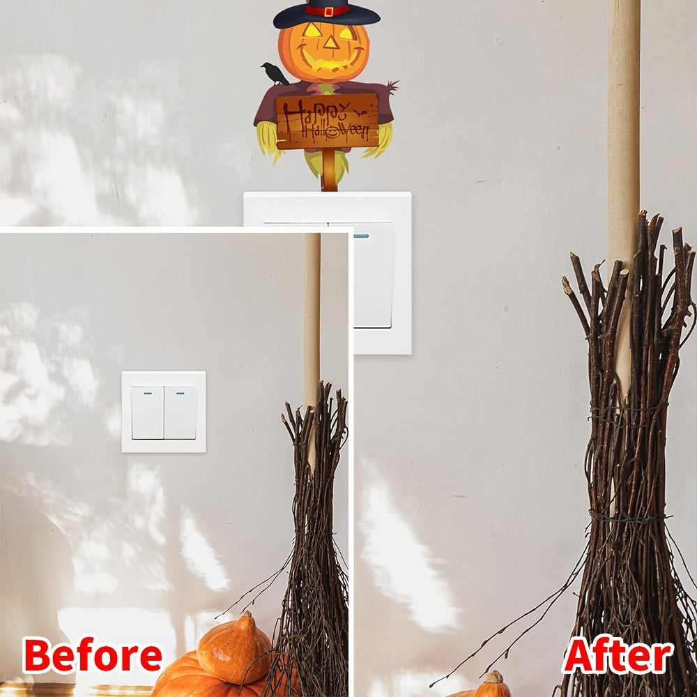 1pc, Halloween-themed English Pumpkin Wall Stickers PVC Living Room Switch Decoration Stickers, Holiday Party Decoration, Holiday Party Gift