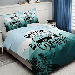 3pcs Cozy Cartoon Car Letter Print Duvet Cover Set - Soft, Breathable, Comfortable Bedding for Bedroom, Guest Room - Includes 1 Duvet Cover and 2 Pillowcases, No Filling