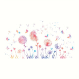 Colorful Dandelion & Butterfly Wall Decals - Wildflower Floral Stickers for Living Room, Bedroom, and TV Background Decor - Easy Apply PVC Home Decor