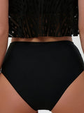 2 Piece Set Bikini - Sexy Solid Color Swimsuits for Women - High Waist, Contrast Mesh, Comfortable Swimwear & Clothing for Beach Vacation