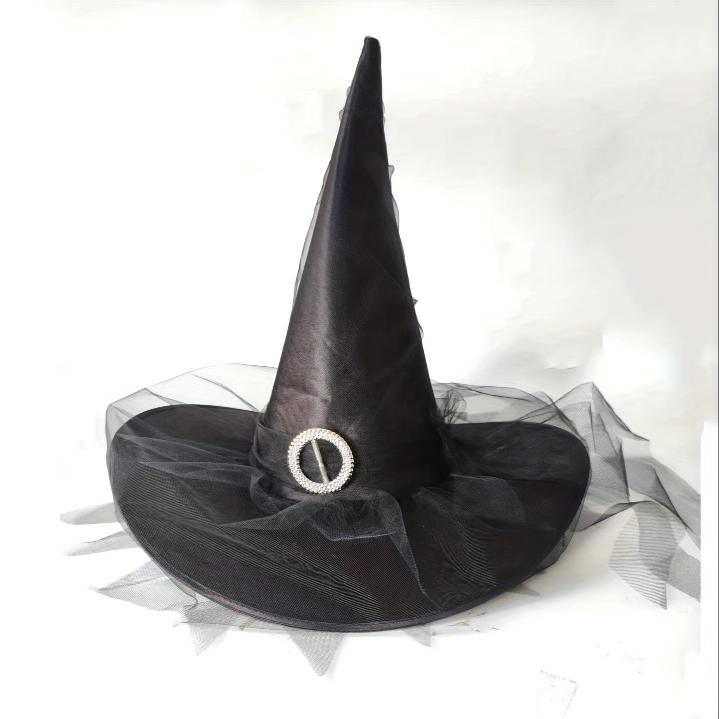 Funky Black Witch Hat with Veil - Perfect for Halloween & Cosplay Parties, Non-Woven Fabric