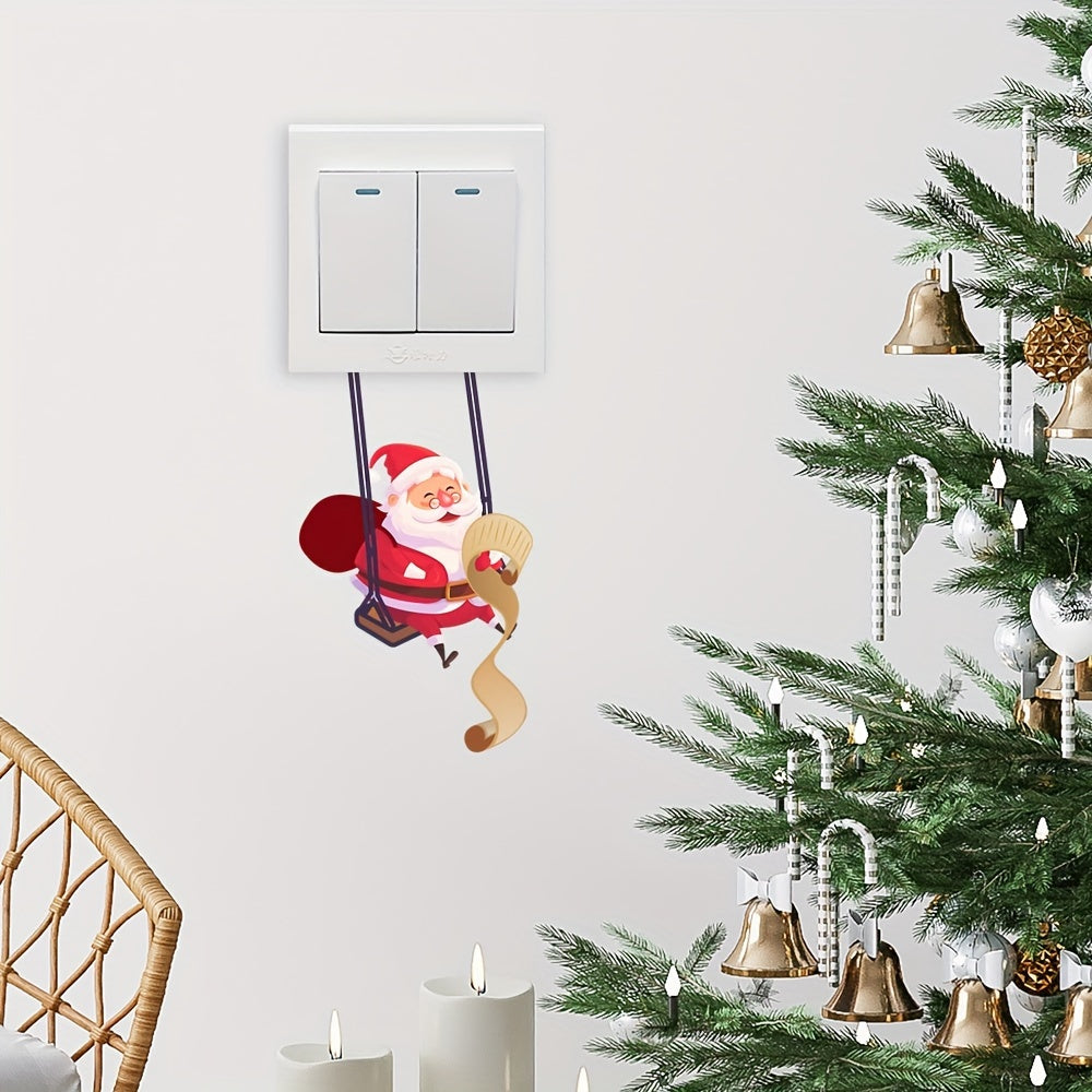 Christmas Creative Bedroom Wall Sticker Self-adhesive PVC Switch Decoration Switch Sticker, Two-piece Set