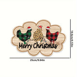Merry Christmas Chick & Wreath Sign - Vintage Acrylic Holiday Decor, Animal Theme, Easy-Hang Craft Supplies for Festive Home Decoration