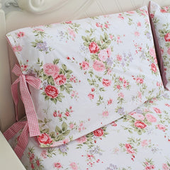 Elegant 4pc Rose Floral Cotton Sheet Set - Soft, Breathable Comfort - Complete Bedding Solution for Bedrooms & Guest Rooms