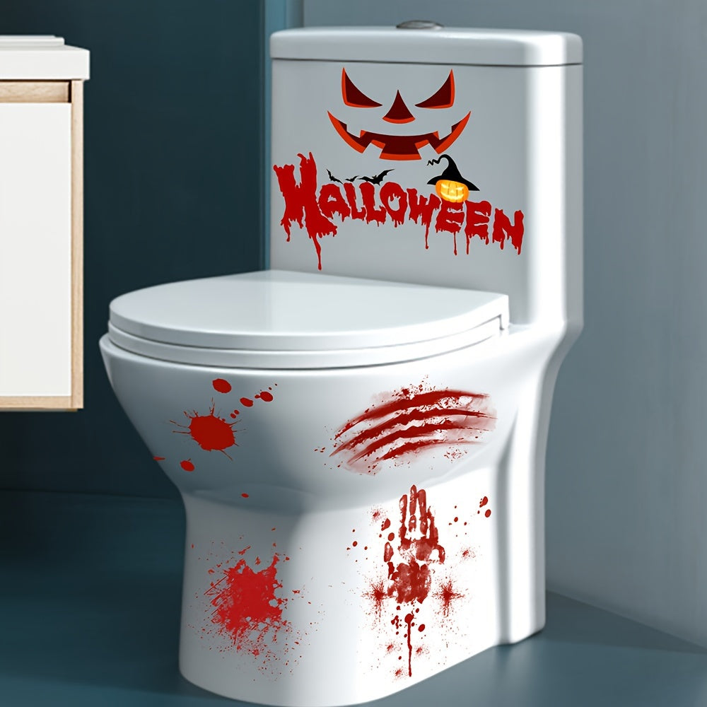 Spooky Halloween Toilet Decal - Self-Adhesive, Waterproof Bathroom Sticker for Party Decor