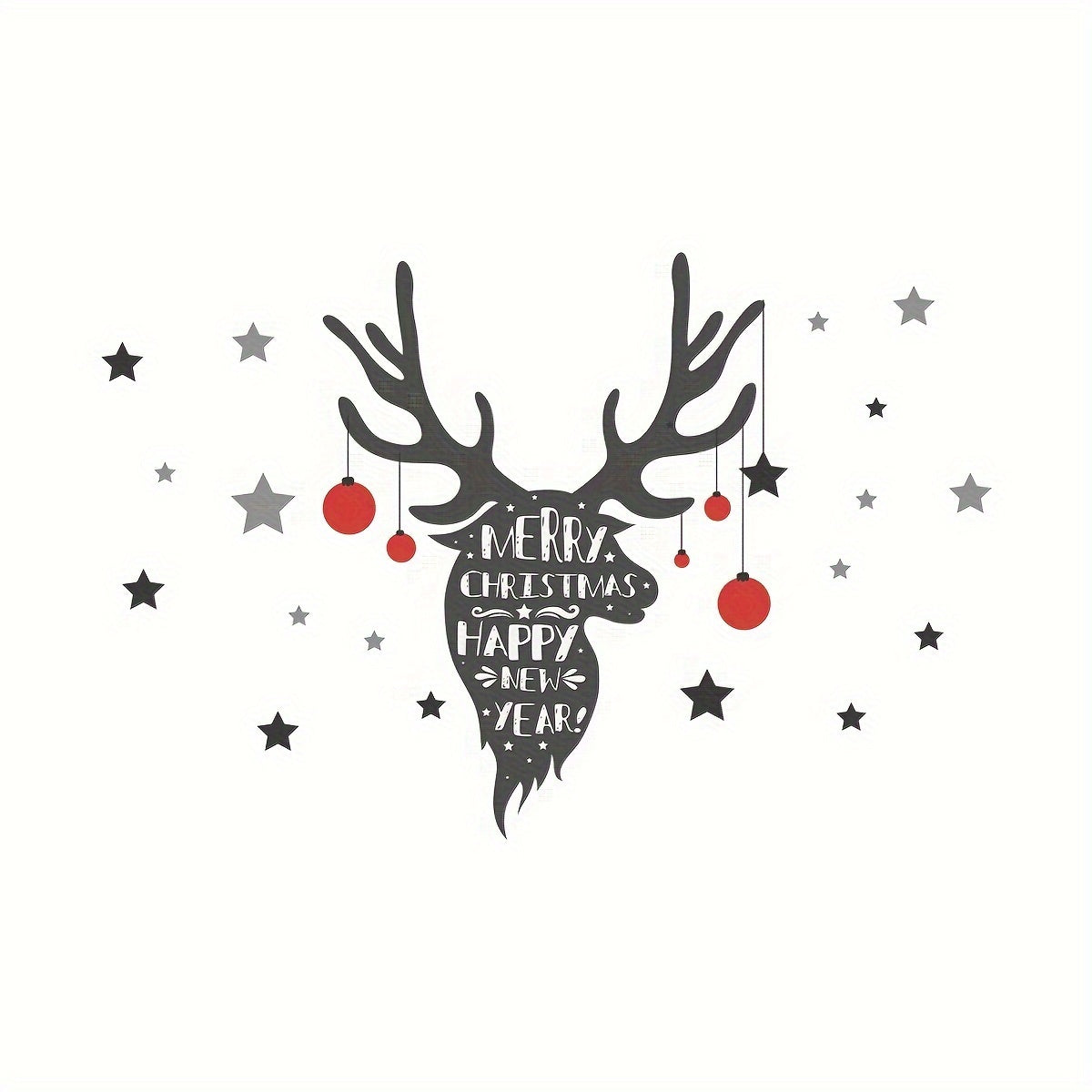 Christmas Elk Wall Decals - Self-Adhesive, Removable PVC Stickers for Bedroom, Living Room, and Porch Decor