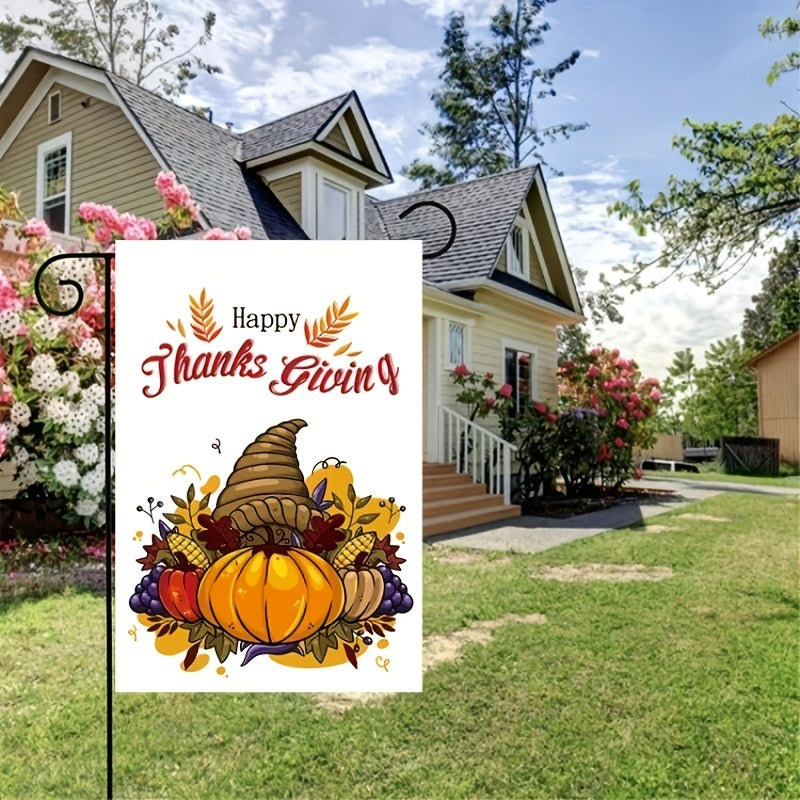 Autumn Harvest Thanksgiving Garden Flag - Durable Polyester, Stake-Style Outdoor Decor For Fall Season