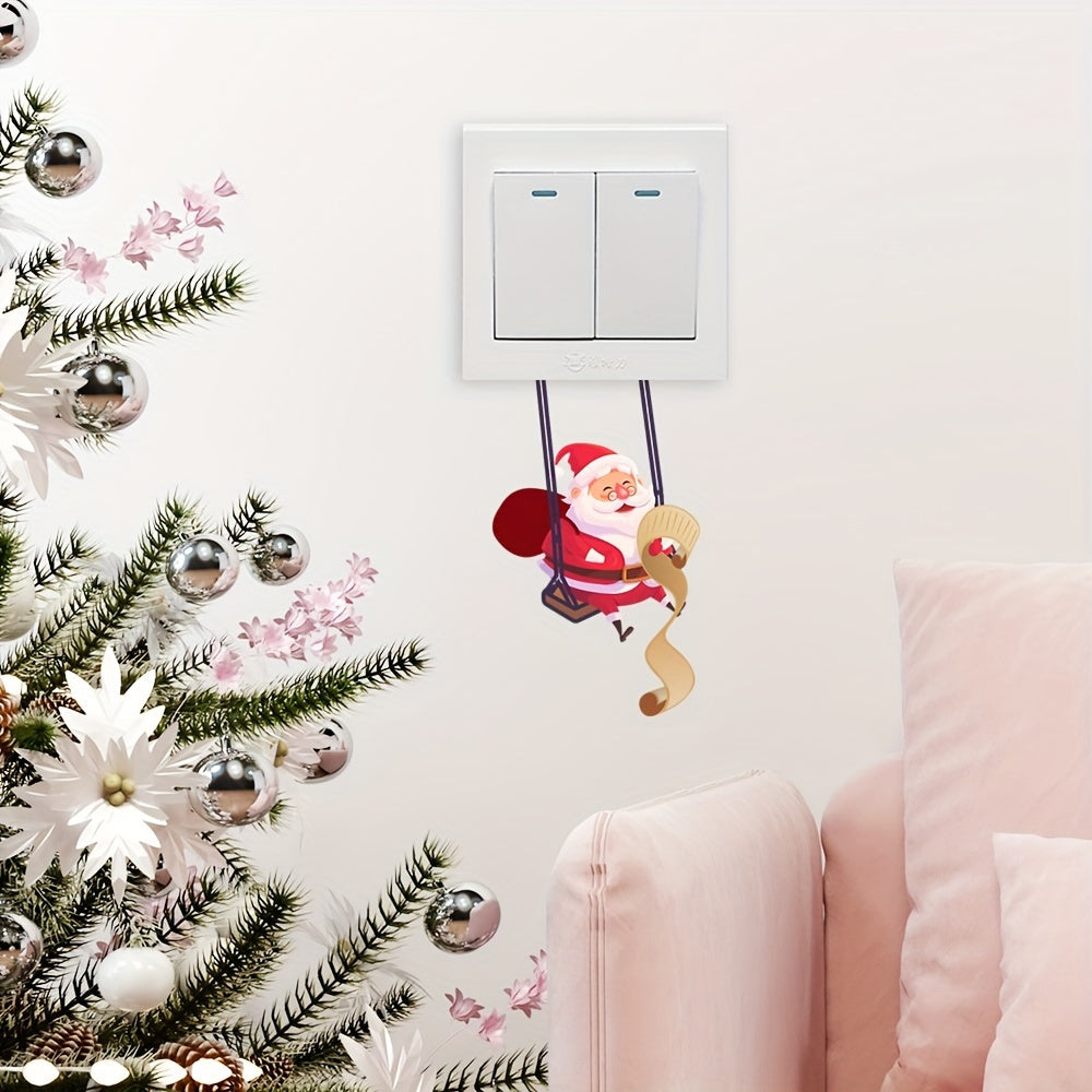 Christmas Creative Bedroom Wall Sticker Self-adhesive PVC Switch Decoration Switch Sticker, Two-piece Set