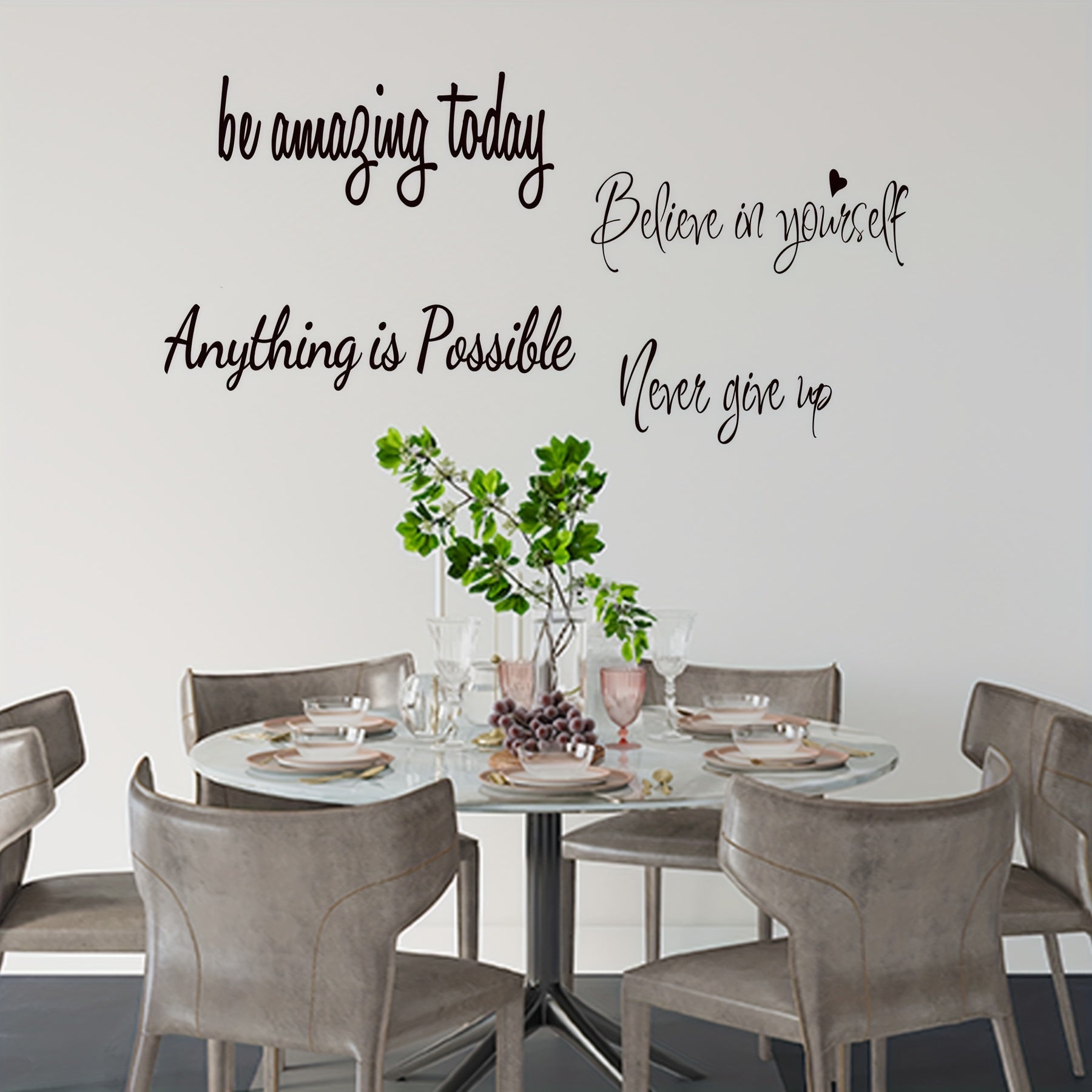 Contemporary Inspirational Quotes Wall Stickers - PVC Semi-Matte Graphic Decals with Self-Adhesive, Single-Use, Multi-Surface Installation for Glass, Home, Bedroom, Office - Motivational Text Wall Art Decor, No Battery Requir