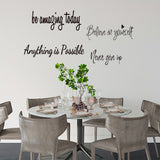 Contemporary Inspirational Quotes Wall Stickers - PVC Semi-Matte Graphic Decals with Self-Adhesive, Single-Use, Multi-Surface Installation for Glass, Home, Bedroom, Office - Motivational Text Wall Art Decor, No Battery Requir