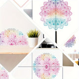 4pcs Bohemian Mandala Wall Decals - Colorful, Removable PVC Window & Bedside Stickers for Home Decor