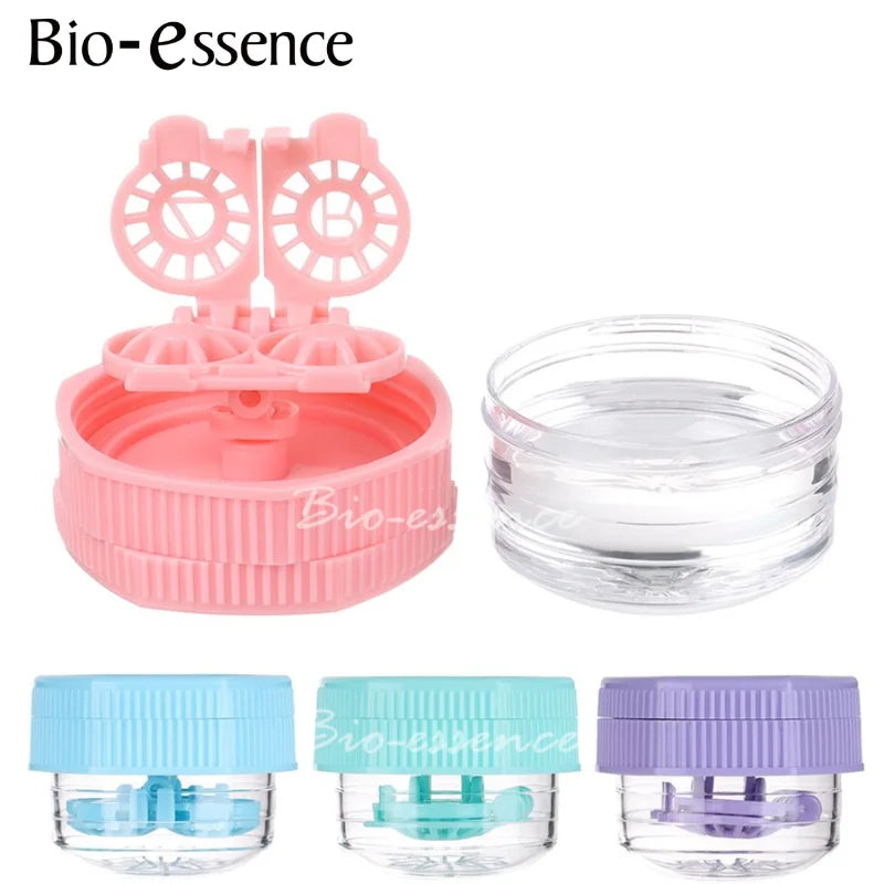 Contact Lenses Cleaning Tools Contact Lens Cleaner Case Box Manual Rotation Type Plastic Container Storage Holder Travel Kit