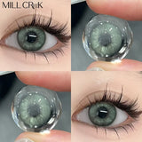 Qfdian Green Contact Lens Belt Grade 14.5MM Big Eye Thai Milk Tea Series Grey GDIA: 14.2MM 1 Year Use Soft Hydrogel WT: 40%