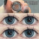 Qfdian 2Pcs Korean Colored Contact  Lenses with Myopia Degree Grade 0.00- 8.00 Blue Green Beauty Pupilentes Soft Lens