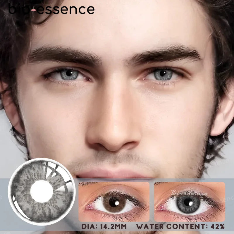 Bio-essence 1 Pair Men Lenses Colored Contact Lenses for Eyes Blue Lenses Green Eye Lenses Gray Lenses Contact Lenses for Men