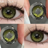 Qfdian Green Contact Lens Belt Grade 14.5MM Big Eye Thai Milk Tea Series Grey GDIA: 14.2MM 1 Year Use Soft Hydrogel WT: 40%