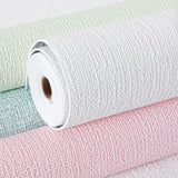 Qfdian  10m 3D solid color linen wallpaper self-adhesive waterproof and moisture-proof bedroom living room background home decoration