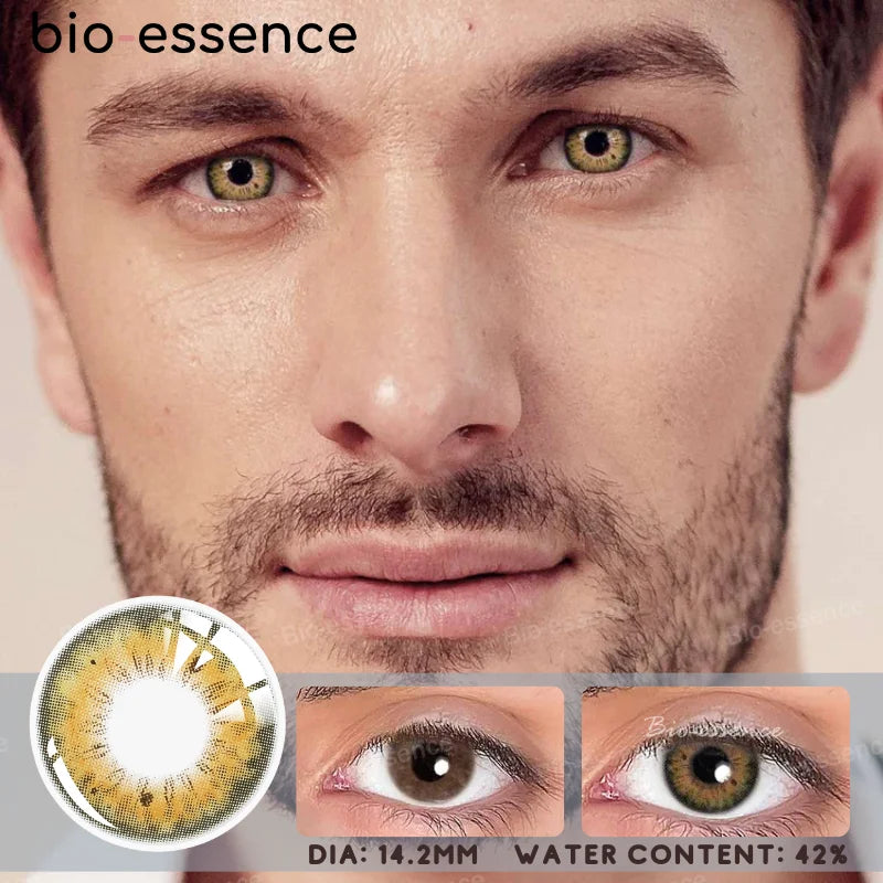 Bio-essence 1 Pair Men Lenses Colored Contact Lenses for Eyes Blue Lenses Green Eye Lenses Gray Lenses Contact Lenses for Men