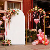 Qfdian  Arch bracket cloth cover combination, courtyard atmosphere, indoor and outdoor birthday party background decoration