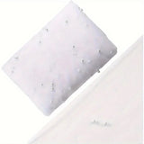 Qfdian  A white pearl-embroidered tulle drape that can be freely cut and is suitable for home décor and birthday party decorations.