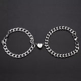 Fashion Silver Color Love Heart Magnet Buckle Couple Bracelets for Women Trendy Personality Double Layer Bracelet Lovers Jewelry