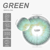 Qfdian Barcelona Green 14.2mm 1 Pair | 1 Year