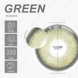 Qfdian Denmark Green 1 Day Use I 14.2mm,10 Pcs=5Pair
