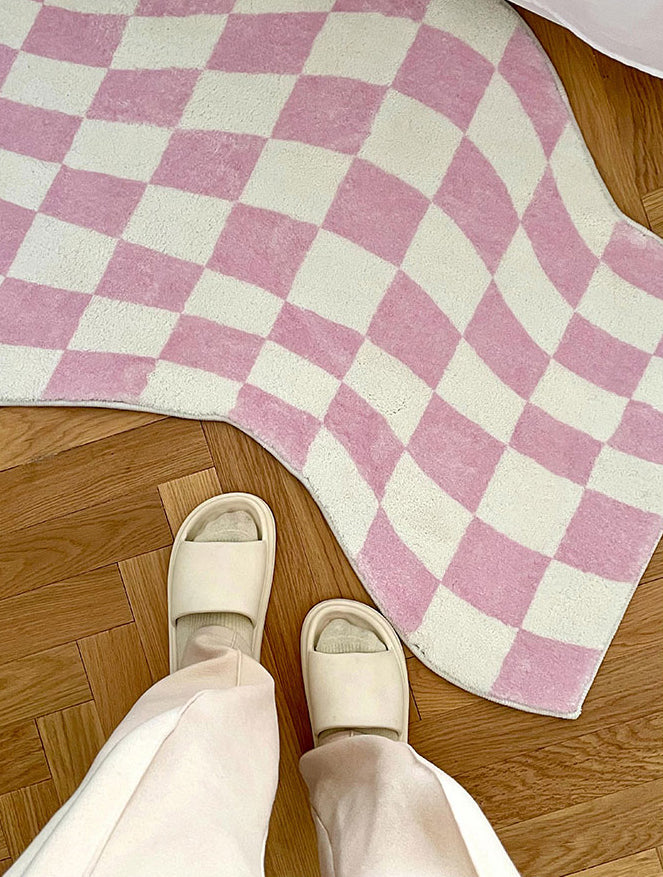 Qfdian Danish Pastel Wavy Checkered Rugs