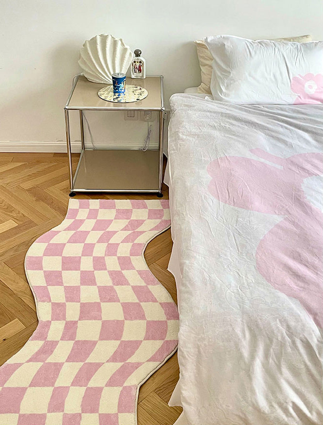 Qfdian Danish Pastel Wavy Checkered Rugs