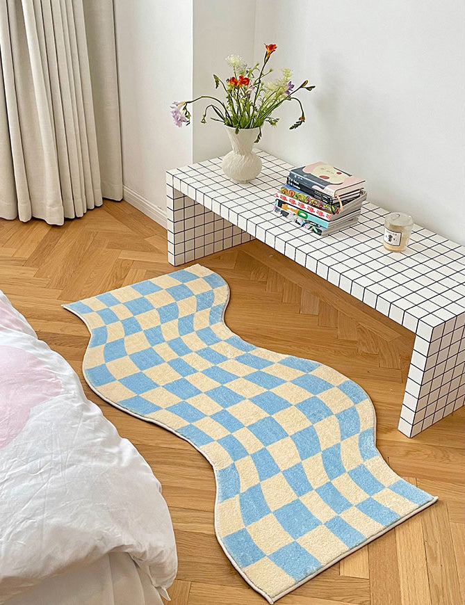 Qfdian Danish Pastel Wavy Checkered Rugs