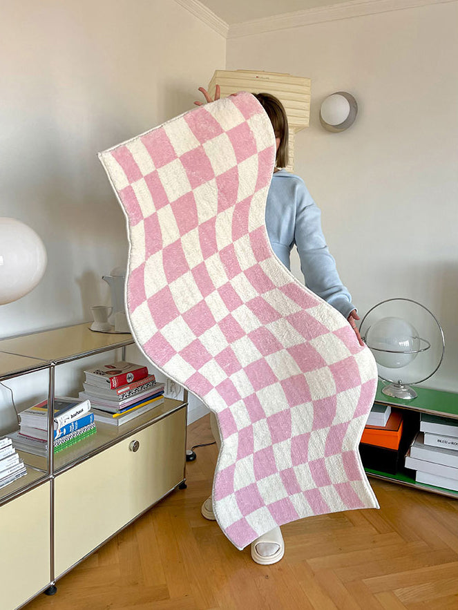 Qfdian Danish Pastel Wavy Checkered Rugs