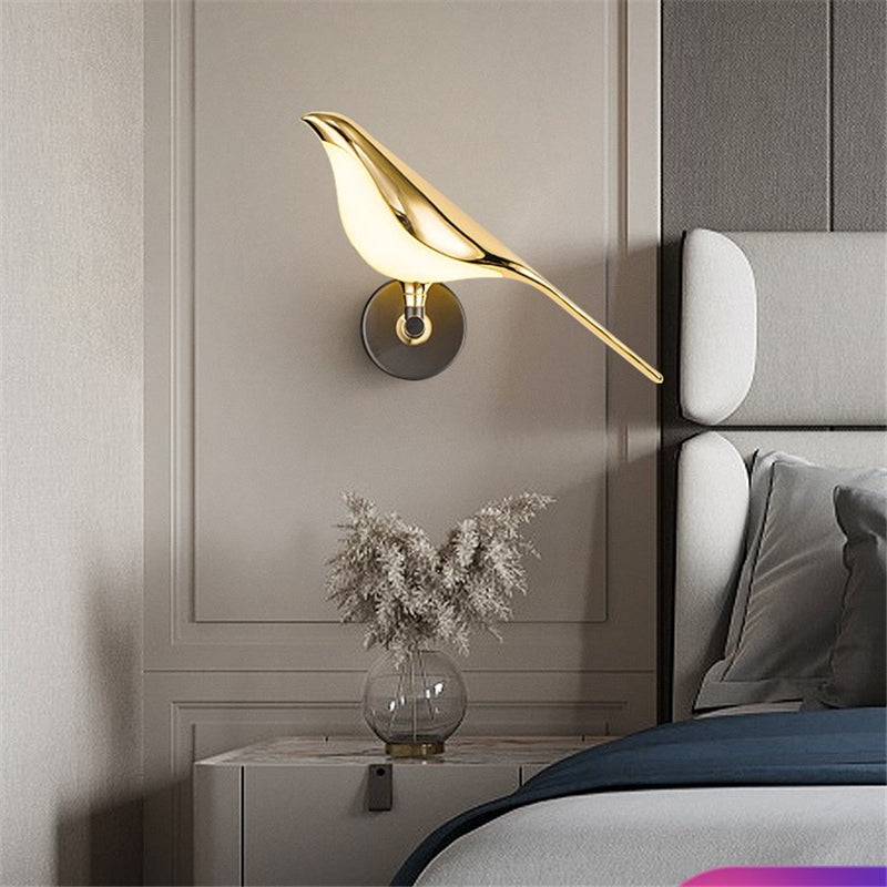 Qfdian Nordic Elegant Golden Bird Wall Light