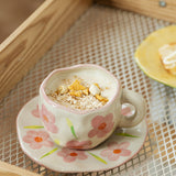 Qfdian Retro Handpainted Cup & Saucer Set