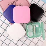 Qfdian 2pcs Colored Contact Lenses Case with Mirror Containers Eyes Care Kit Holder Cute Box Easy Carry