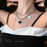 2024 New Senior Fashion Women Pendant Necklaces Fine Double Link Chain Metal Heart Party Necklace Jewelry Gift