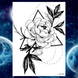 Qfdian  Flower Peony Temporary Tattoos For Women Girls Flora Snake Tattoo Sticker Black Lavender Sexy Fake Large Tatoos Sweatpea Dahlia
