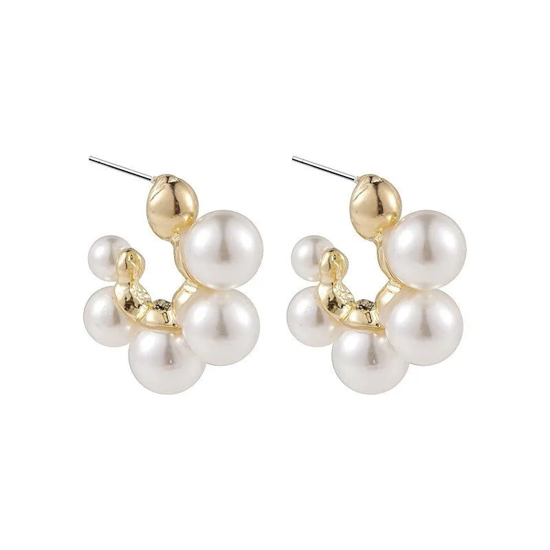 Elegant Celebrity Metal Korean Pearl Earrings For Woman Fashion Jewelry New Luxury Wedding Party Girl's Unusual Earrings