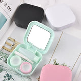 Qfdian 1Pcs Color Contact Lenses Case with Mirror Unisex Lovely Travel Kit Cute Style Solid Container Glasses Lenses Box