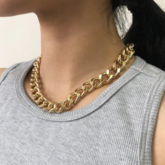 2024 Fashion Big Necklace for Women Twist Gold Silver Color Chunky Thick Lock Choker Chain Necklaces Party Jewelry