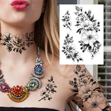 Qfdian  Sexy Tiger Flower Temporary Tattoo For Women Girl Skull Leopard Lion Tattoos Sticker Black Fake Tribal Animal Large Wasit Tattos