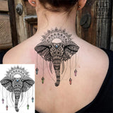 Qfdian  Tribal Henna Temporary Tattoos For Women Girls Adult Lace Black Mandala Tattoo Sticker Fake Flower Lotus Moon Tatoos Waterproof