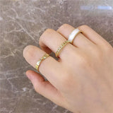 3pcs/set Boho White Enamel Round Metal Ring Sets Geometric Twist Open Adjustable Rings Sets for Women Girl Wedding Jewelry Gift
