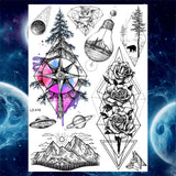Qfdian  Flower Peony Temporary Tattoos For Women Girls Flora Snake Tattoo Sticker Black Lavender Sexy Fake Large Tatoos Sweatpea Dahlia