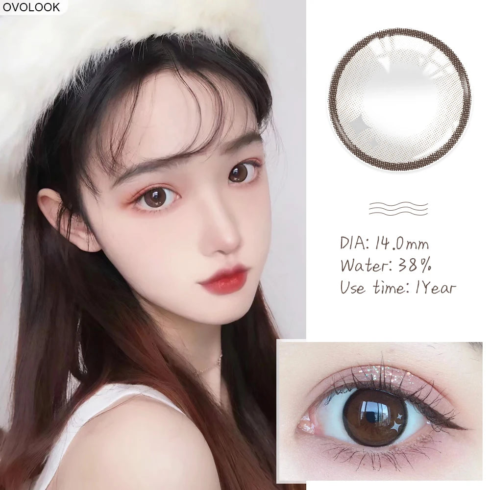 OVOLOOK-2pcs/pair Lenses Colored Eye Lenses Contact Lenses Colored Lenses for Eyes Contacts