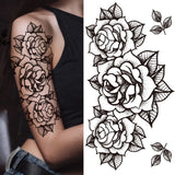 Qfdian  Lily Chains Flower Temporary Tattoos For Women Girl Black Butterfly Dream Catcher Tattoo Sticker Fake Rose Sexy Tatoos Back Body