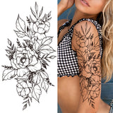 Qfdian  Lily Chains Flower Temporary Tattoos For Women Girl Black Butterfly Dream Catcher Tattoo Sticker Fake Rose Sexy Tatoos Back Body