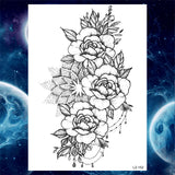 Qfdian  Flower Peony Temporary Tattoos For Women Girls Flora Snake Tattoo Sticker Black Lavender Sexy Fake Large Tatoos Sweatpea Dahlia