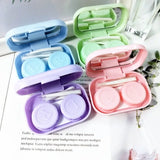 Qfdian 2 Pcs Contact Lens Cases with Mirror Unisex Travel Easy Carry Colored Container Lenses Box