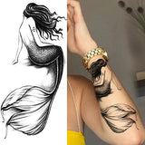 Qfdian  Large Realistic Flower Fake Tattoo Stickers For Woman Female Azalea Snake Flower Temporary Tattoos Body Art Water Transfer Tatoo